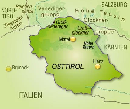 Map of east tyrol as an overview map in green Stock Illustration