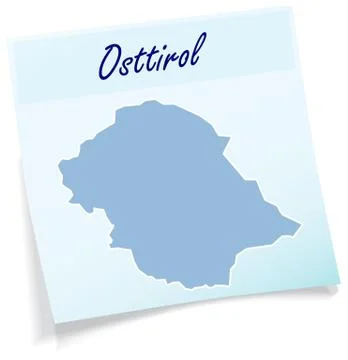 Map of east tyrol as sticky note Stock Illustration