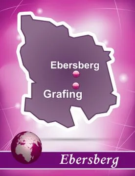 Map of ebersberg with abstract background in violet Stock Illustration