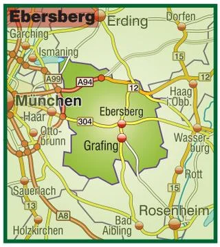 Map of ebersberg with highways Stock Illustration