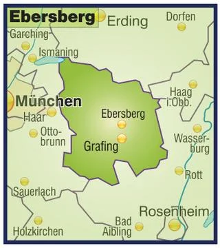 Map of ebersberg as an overview map in green Stock Illustration