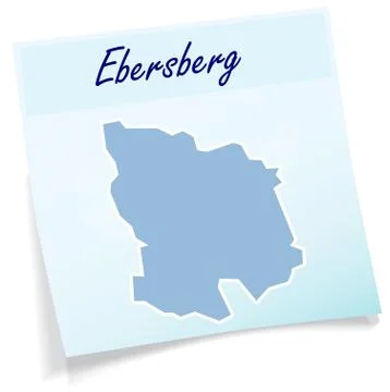Map of ebersberg as sticky note Stock Illustration