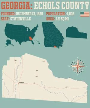 Map of Echols County in Georgia Stock Illustration