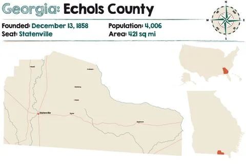 Map of Echols County in Georgia Stock Illustration
