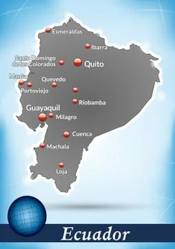 Map of ecuador with abstract background in blue Stock Illustration