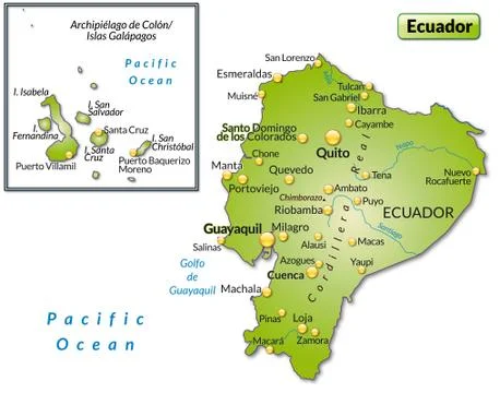 Map of ecuador as an overview map in green Stock Illustration