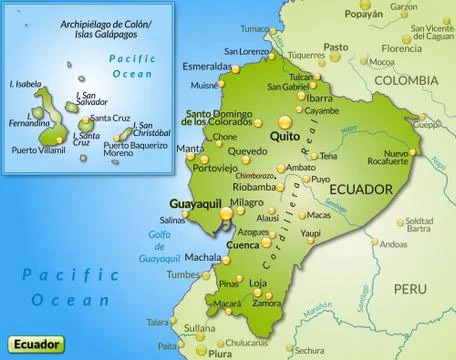 Map of ecuador as an overview map in green Stock Illustration