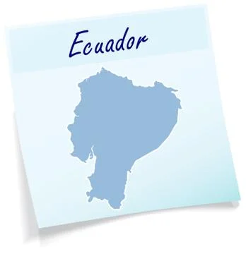 Map of ecuador as sticky note Stock Illustration
