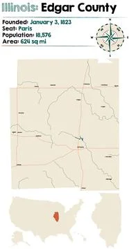 Map of Edgar County in Illinois 库存插图