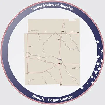 Map of Edgar County in Illinois 库存插图