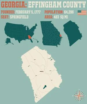 Map of Effingham County in Georgia Stock Illustration