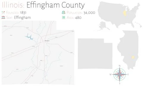 Map of Effingham County in Illinois Stock Illustration