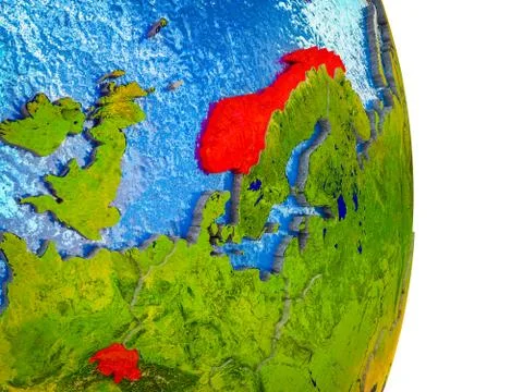 Map of EFTA countries on 3D Earth Illustrazione stock