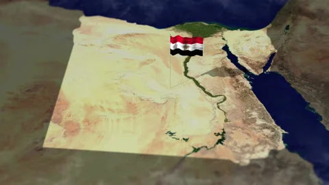 Map of Egypt with Egyptian flag Video stock 231393023