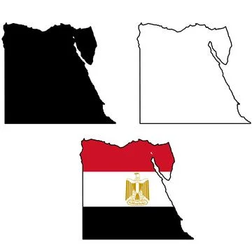 Map of Egypt. Flag of Egypt maps territory. Outline map Egypt. flat style. Stock Illustration