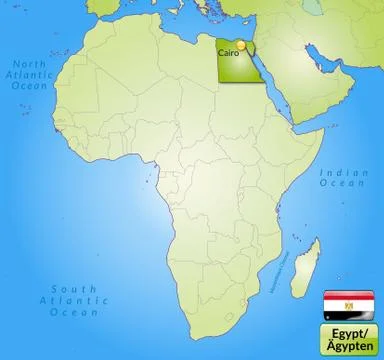 Map of egypt with main cities in green Stock Illustration