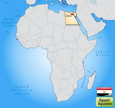 Map of egypt with main cities in pastel orange Stock Illustration
