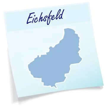 Map of eichsfeld as sticky note Stock Illustration