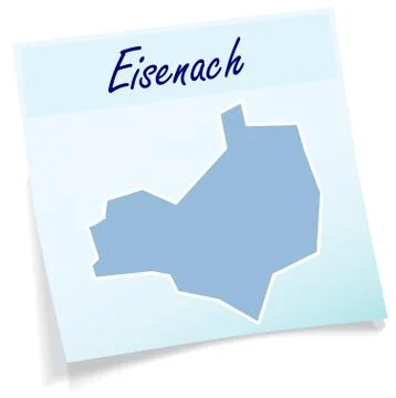 Map of eisenach as sticky note 스톡 일러스트