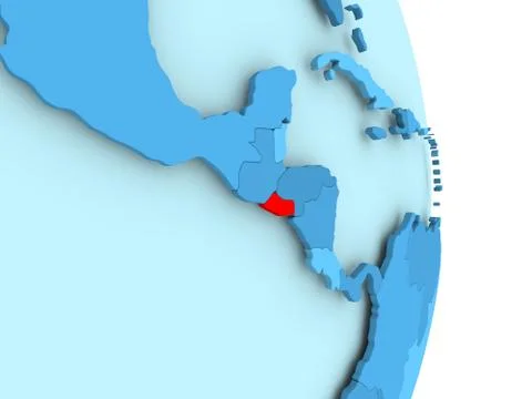 Map of El Salvador in red Stock-Illustration