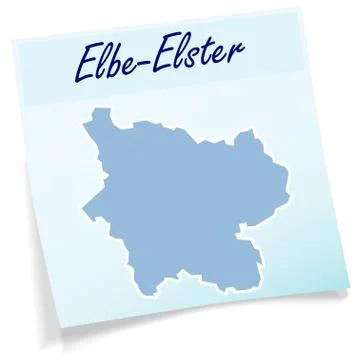 Map of elbe-elster as sticky note Stock Illustration