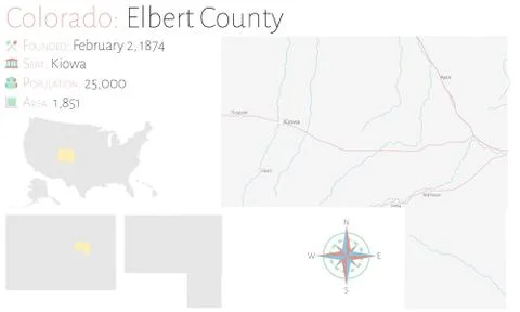 Map of Elbert County in Colorado Stock Illustration