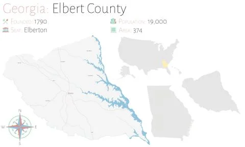 Map of Elbert County in Georgia Illustrazione stock