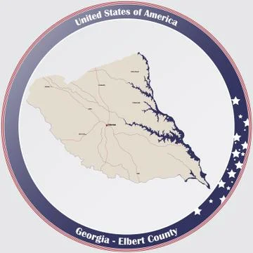 Map of Elbert County in Georgia Stock Illustration