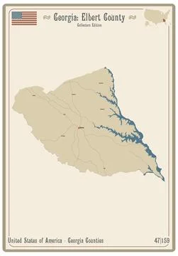 Map of Elbert County in Georgia Stock Illustration