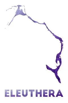 Map of Eleuthera. Low poly illustration of the island. Purple geometric des.. 스톡 일러스트