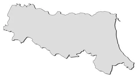 Map of Emilia-Romagna (Italy) Map of Emilia-Romagna, a region of Italy. Co... Stock Photos