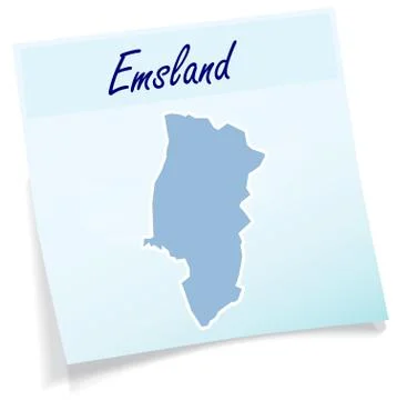 Map of emsland as sticky note Stock Illustration