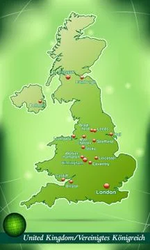 Map of england with abstract background in green Stock Illustration