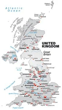 Map of england as an overview map in gray Stock Illustration