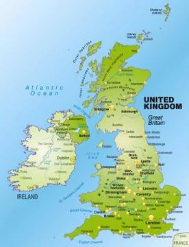 Map of england as an overview map in green Stock Illustration