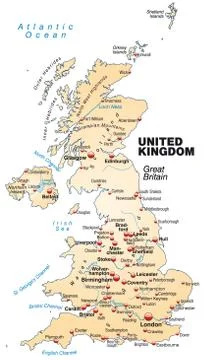 Map of england as an overview map in pastel orange Stock Illustration