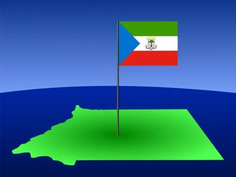 Map of equatorial guinea with flag Stock Illustration