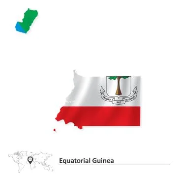 Map of Equatorial Guinea with flag Stock Illustration