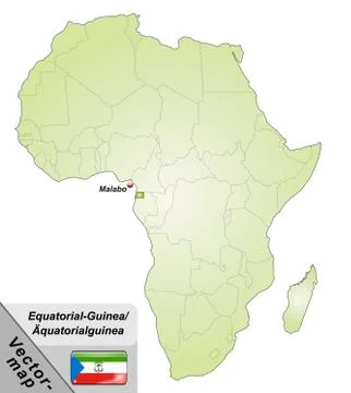 Map of equatorial guinea with main cities in green Stock Illustration