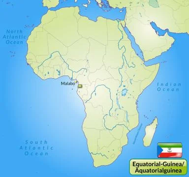 Map of equatorial guinea with main cities in green Stock Illustration