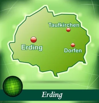 Map of erding with abstract background in green Stock Illustration