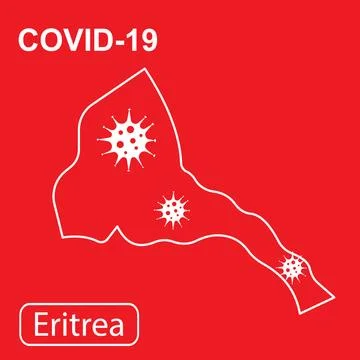 Map of Eritrea labeled COVID-19. Vector illustration of a virus, coronavirus Stock Illustration