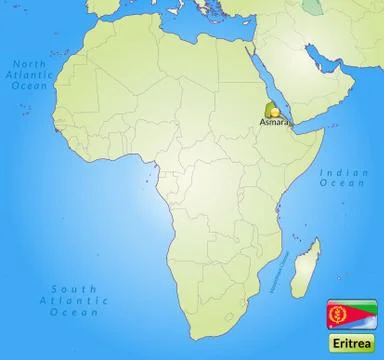 Map of eritrea with main cities in green Stock Illustration
