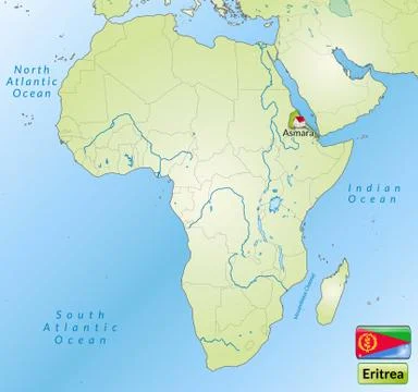 Map of eritrea with main cities in green Stock Illustration