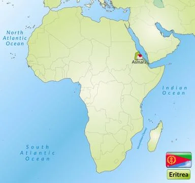 Map of eritrea with main cities in green Stock Illustration