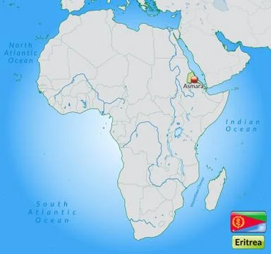 Map of eritrea with main cities in pastel green Stock Illustration