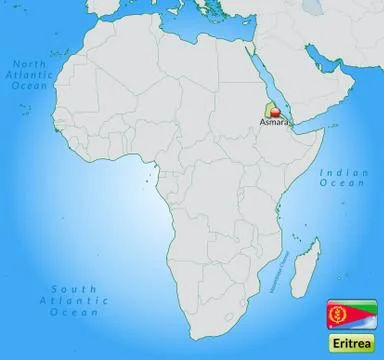 Map of eritrea with main cities in pastel green Stock Illustration