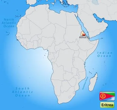 Map of eritrea with main cities in pastel orange Stock Illustration