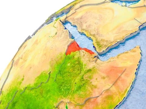 Map of Eritrea in red on globe Stock Photos