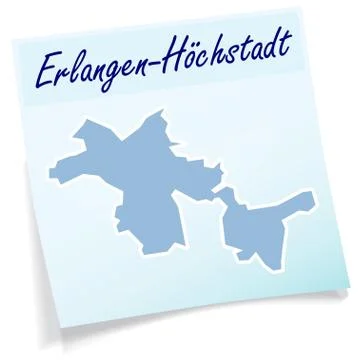 Map of erlangen-hoechstadt as sticky note Stock Illustration